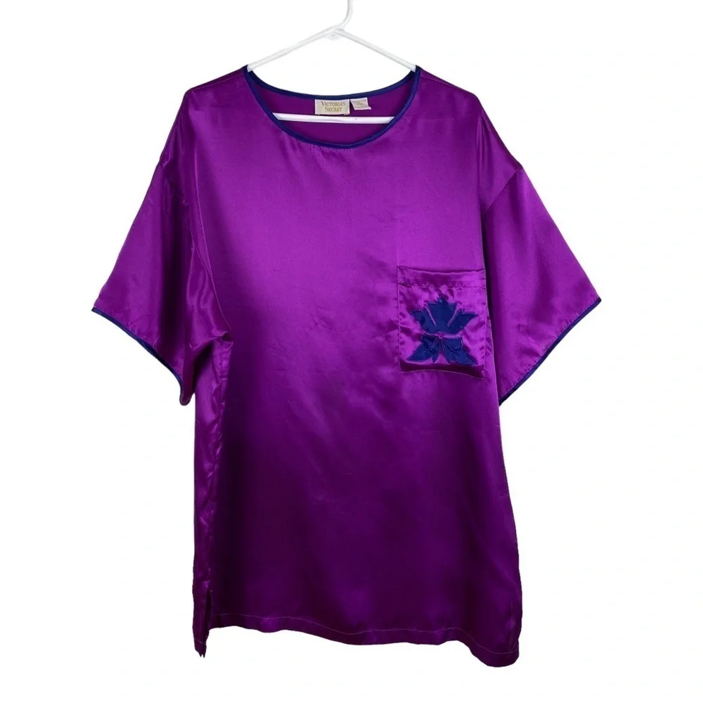 Vintage Victoria’s Secret Gold Label Nightgown Women’s Size L Purple Satin - Picture 8 of 8
